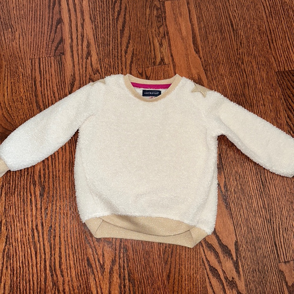 Andy & Evan girls cream Sherpa fleece sweatshirt- size 2T